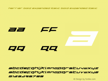 Harrier Bold Expanded Italic Bold Expanded Italic 1 Font Sample