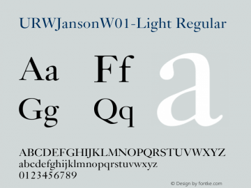 URW Janson W01 Light Version 1.00 Font Sample