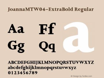 Joanna MT W04 ExtraBold Version 1.00 Font Sample