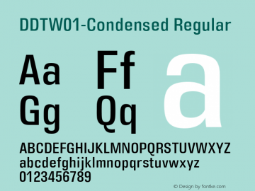 DDT W01 Condensed Version 1.40 Font Sample