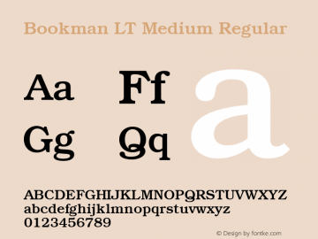 Bookman LT Medium Regular Version 6.1; 2002图片样张