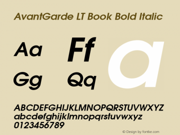 AvantGarde LT Book Bold Italic Version 6.1; 2002图片样张