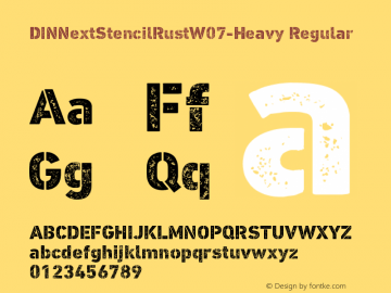 DIN Next Stencil Rust W07 Heavy Version 1.00 Font Sample