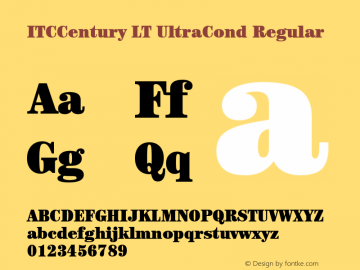ITCCentury LT UltraCond Regular Version 6.1; 2002 Font Sample