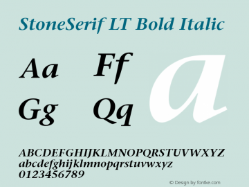 StoneSerif LT Bold Italic Version 6.1; 2002图片样张