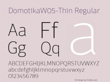 Domotika W05 Thin Version 1.00 Font Sample