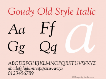 Goudy Old Style Italic Version 1.3 (Hewlett-Packard)图片样张