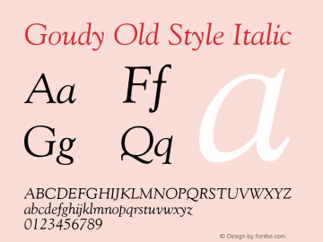 Goudy Old Style Italic Version 1.3 (Hewlett-Packard) Font Sample