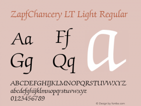 ZapfChancery LT Light Regular Version 6.1; 2002 Font Sample