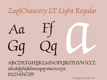 ZapfChancery LT Light Regular Version 6.1; 2002 Font Sample