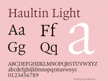 Haultin-Light Version 1.004 Font Sample