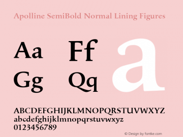 Apolline SmBd  Lining Figures Version 001.000 Font Sample