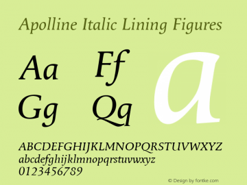 Apolline Italic Lining Figures Version 001.000 Font Sample