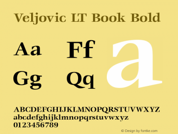 Veljovic LT Book Bold Version 6.1; 2002 Font Sample
