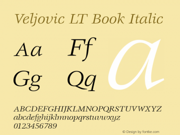 Veljovic LT Book Italic Version 6.1; 2002图片样张