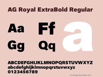 AG Royal ExtraBold Version 001.000;Core 1.0.00;otf.5.04.2741;2012.21W图片样张