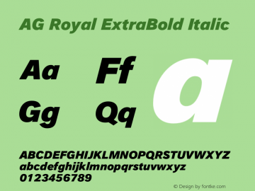 AG Royal ExtraBold Italic Version 001.000;Core 1.0.00;otf.5.04.2741;2012.21W Font Sample