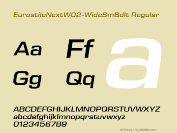 Eurostile Next W02 Wide SmBd It Version 1.00 Font Sample