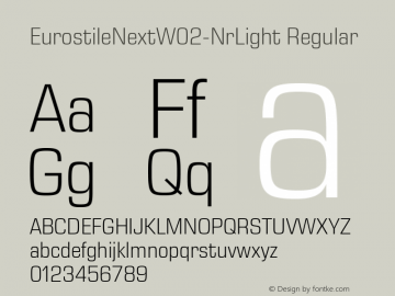 Eurostile Next W02 Narrow Light Version 1.00 Font Sample