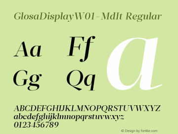 Glosa Display W01 Md It Version 1.1 Font Sample