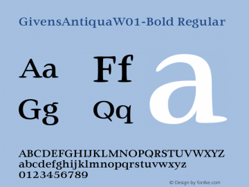 Givens Antiqua W01 Bold Version 1.01 Font Sample