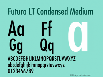 Futura LT Condensed Medium 006.000 Font Sample