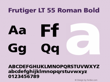 Frutiger LT 55 Roman Bold Version 6.1; 2002图片样张