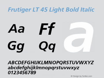 Frutiger LT 45 Light Bold Italic Version 6.1; 2002图片样张