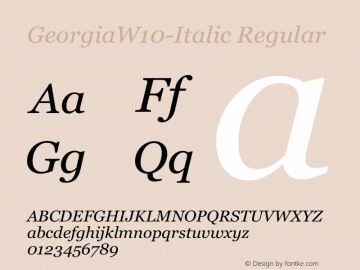 Georgia W10 Italic Version 1.1图片样张