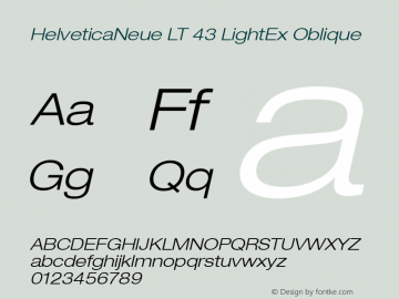 HelveticaNeue LT 43 LightEx Oblique Version 6.1; 2002图片样张