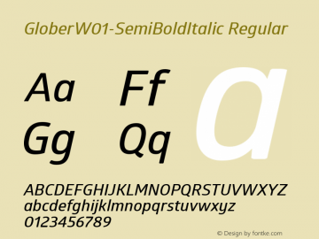 Glober W01 SemiBold Italic Version 1.00 Font Sample