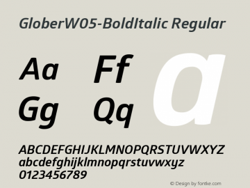 Glober W05 Bold Italic Version 1.00图片样张