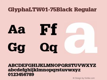 Glypha LT W01 75 Black Version 1.00 Font Sample