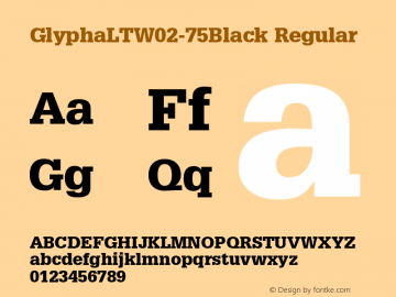 Glypha LT W02 75 Black Version 1.00 Font Sample