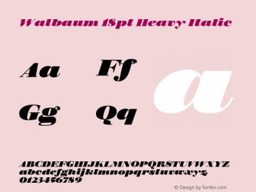 Walbaum 18pt Heavy Italic Version 1.01, build 5, s3 Font Sample