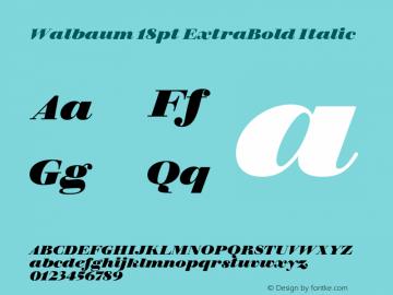 Walbaum 18pt ExtraBold Italic Version 1.01, build 5, s3图片样张