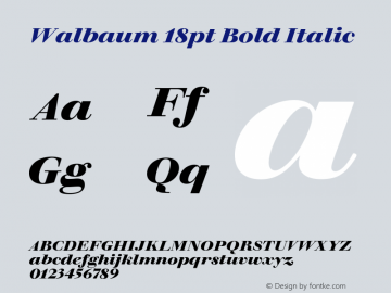 Walbaum 18pt Bold Italic Version 1.01, build 5, s3 Font Sample