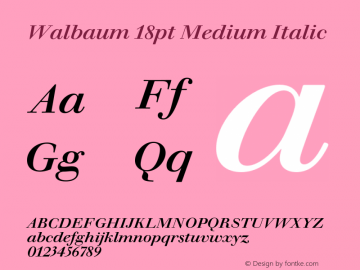 Walbaum 18pt Medium Italic Version 1.01, build 5, s3图片样张