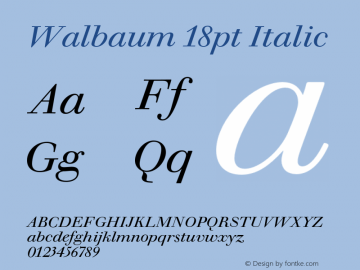Walbaum 18pt Italic Version 1.01, build 5, s3 Font Sample