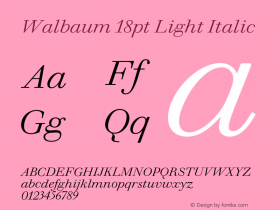 Walbaum 18pt Light Italic Version 1.01, build 5, s3图片样张