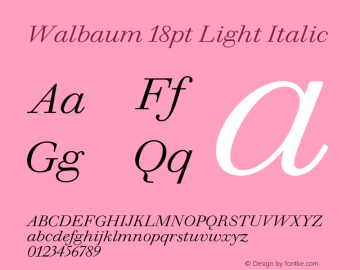 Walbaum 18pt Light Italic Version 1.01, build 5, s3 Font Sample