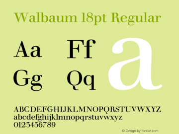 Walbaum 18pt Regular Version 1.00, build 15, s3 Font Sample