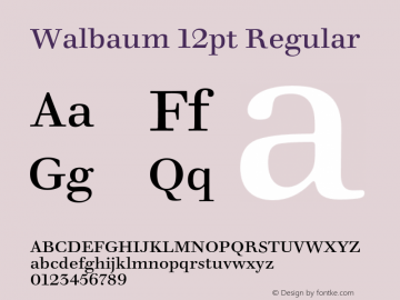 Walbaum 12pt Regular Version 1.00, build 14, s3 Font Sample