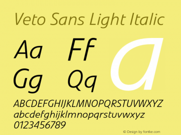 Veto Sans Light Italic Version 1.00, build 17, s3图片样张