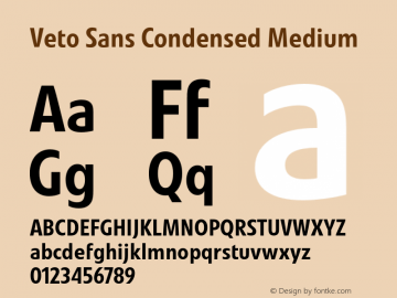 Veto Sans Cond Medium Version 1.00, build 17, s3 Font Sample