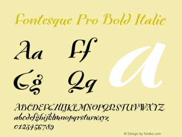 FontesquePro-BoldItalic Version 7.504; 2010; Build 1002 Font Sample