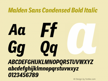 Malden Sans Cond Bold It Version 1.00, build 13, s3 Font Sample