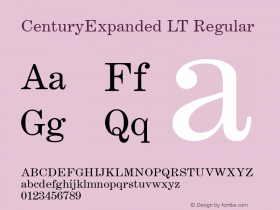 CenturyExpanded LT Regular Version 6.1; 2002 Font Sample