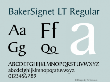 BakerSignet LT Regular Version 6.1; 2002 Font Sample