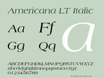 Americana LT Italic Version 6.1; 2002图片样张